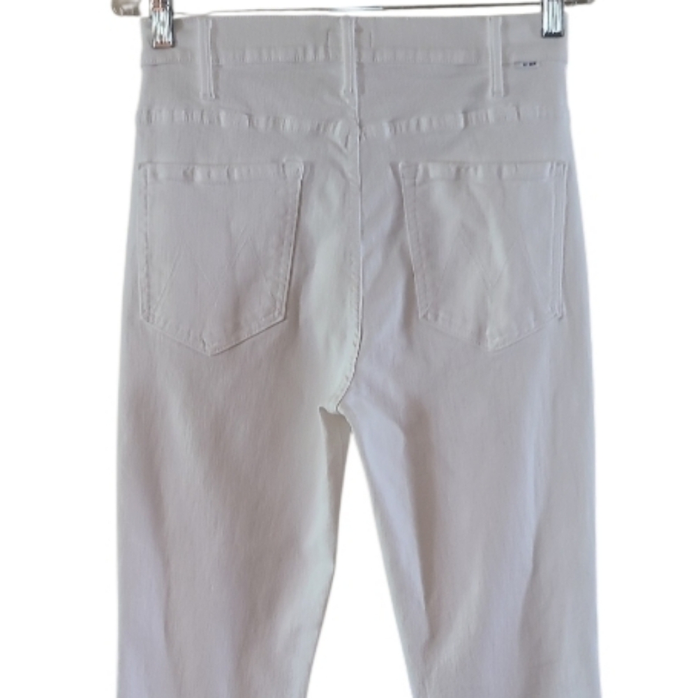 MOTHER The Hustler Ankle Fray Hem Jeans White Straight Flare - Picture 10 of 15
